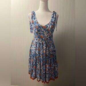 THML Blue and Orange Floral Sun Dress